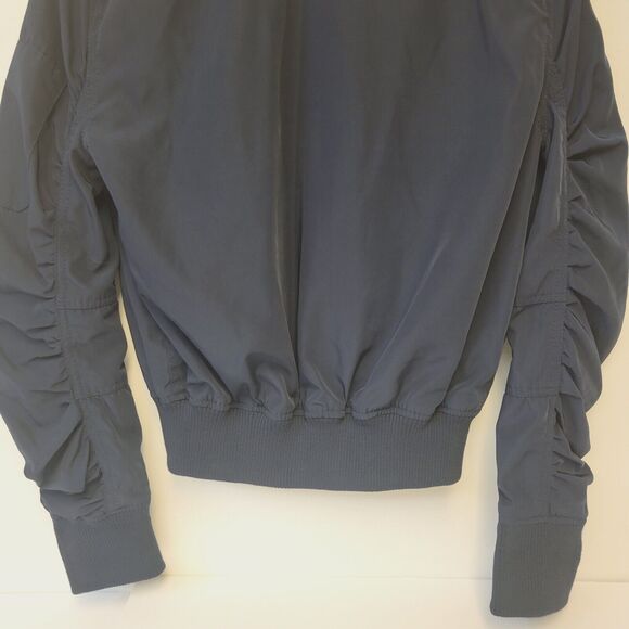 Active USA Navy Blue Gathered Sleeves Full Zip Sz S Women Jacket - Picture 10 of 10